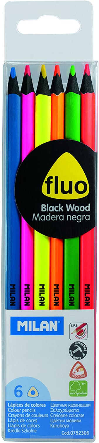 Milan Ergo Grip Fluorescent Color Pencils Set Of 6