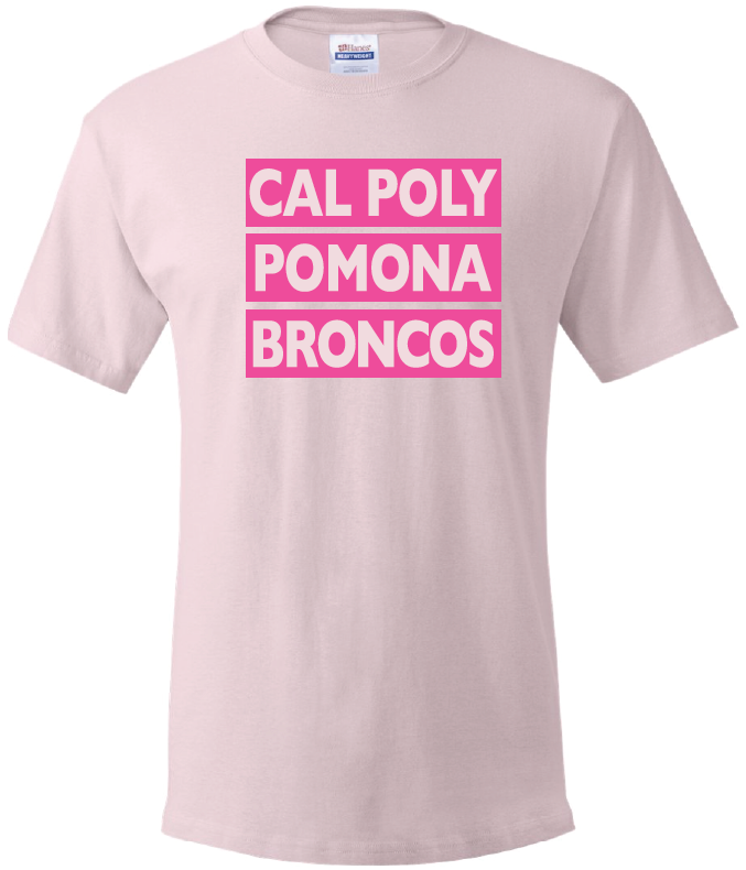 Value Tee: Block Design Cal Poly Pomona Broncos Pink