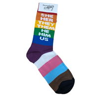 Pronoun Socks Rainbow Size Fits Most